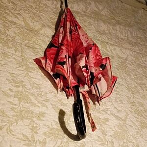 Vintage Floral Pink and Black Umbrella